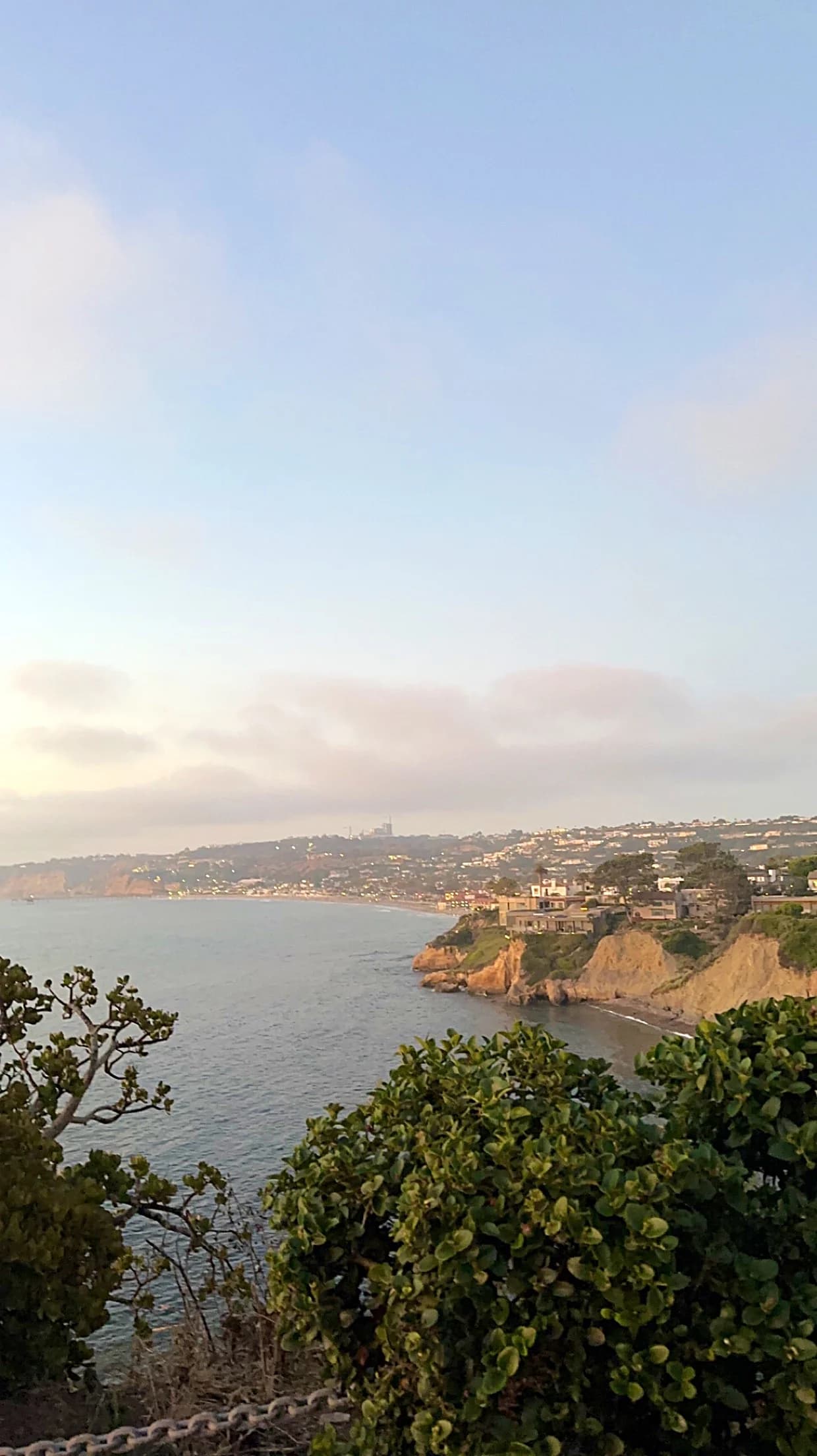 The coastline at La Jolla, sandstone cliffs curving into the Pacific under a pale sky.